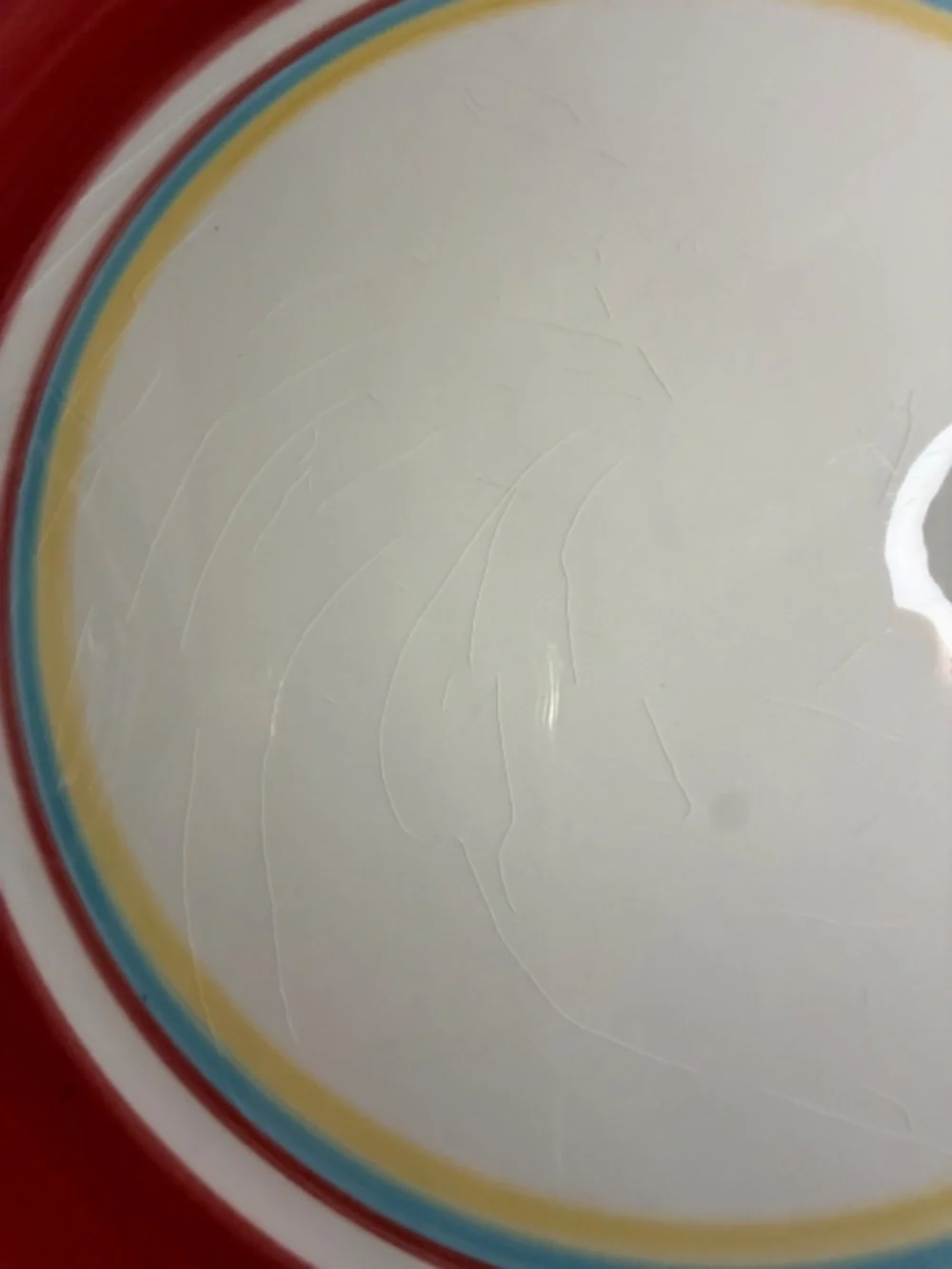 Pottery Barn Espadrille Stripe Dinner Plates Set of 7 Hand Painted 12.5